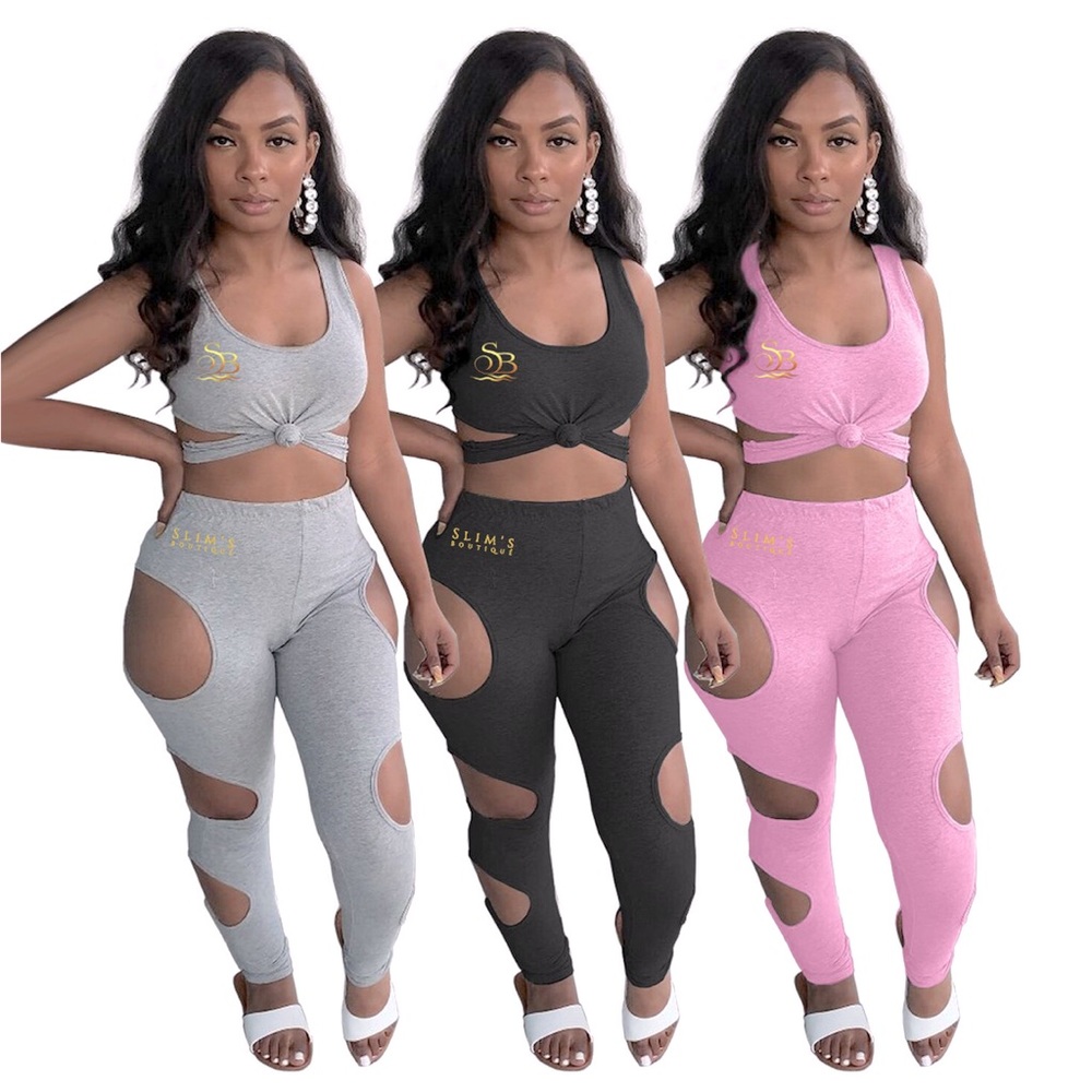 2pc fitted “All Open” legging set